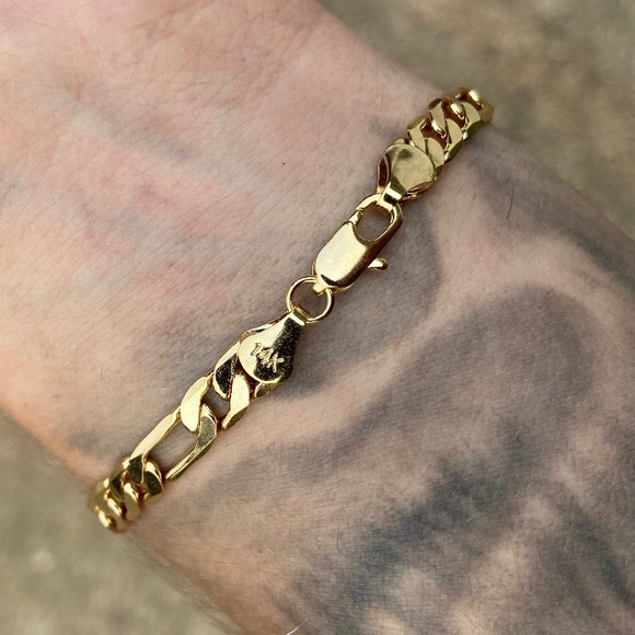 Gold Bracelet Figaro Link 8in 6mm - Picture 3 of 3
